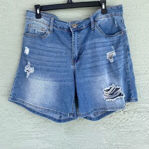 Cooper Flash Women's Mid Rise Denim Shorts Blue Size 14 Casual Summer